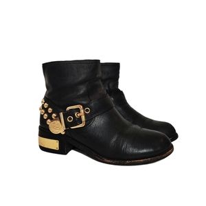 Vince Camuto Black Ankle Boots Gold Studs Size 6.5